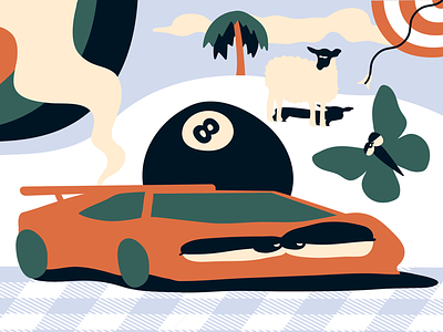 Labo blanket blanket art cars illustration lamborghini pool ball