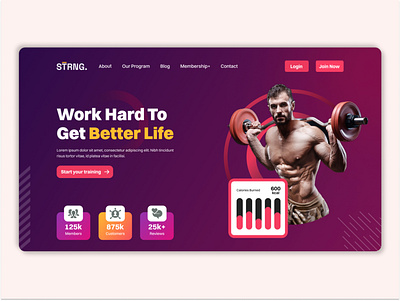 Fitness Landing Page - Hero Section design fitness fitness ui gym gym landing page hero section landing page popular tranding ui ux web design