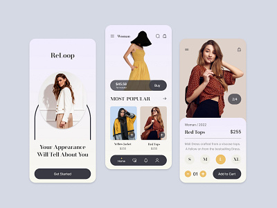 E-commerce app - Mobile App add to cart agency app app design branding clothing clothing app clothing ui e commerce e commerce app e commerce template elegant fashion ecommerce fashion ecommerce app landing page minimalist modern online shopping shopping app style