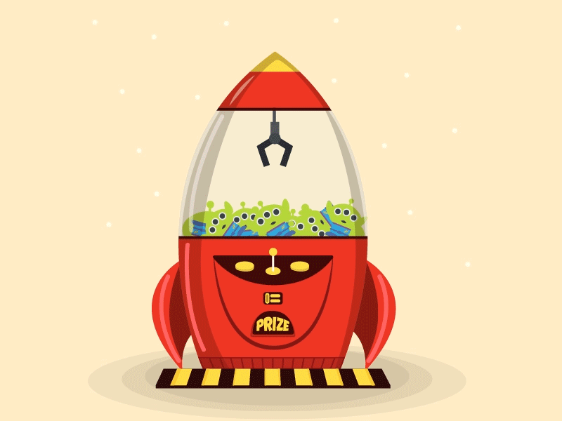 The Claw - Toy Story ae after effects ai alien animated gif animation animation 2d claw design gif illustration illustration art ilustrator loop pizza planet prize rocket toy story vector