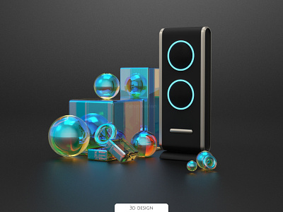 Speaker 3d animation app blender branding c4d design glass graphic design illustration logo maya modeling motion graphics speaker terend typography ui ux vector