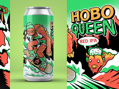 Lost Cabin - Hobo Queen IPA actionsports beer beerlabel design drawing illustration ipa label print southdakota