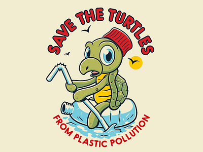 Save The Turtles awareness charity commission cute drawing earth earthday illustration ocean pollution procreate recycle turtles
