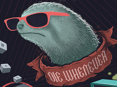 Live Slow, Die Whenever. drawing funny illustration liveslowdiewhenever sloth slothlife wacom weird