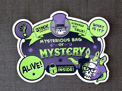 Mysterious Bag Of Mystery. j!nx label label design packaging product design screen print silkscreen stickers vinyl sticker
