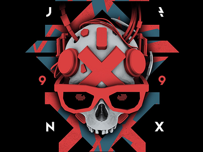 Cyber Skully 3d cyberpunk design maya photoshop render skulls tee designs