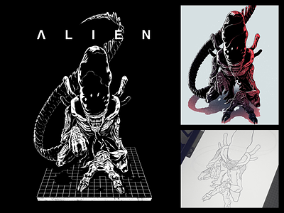 Alien Drone aliens design digital art drawing illustration ink lv426 procreate