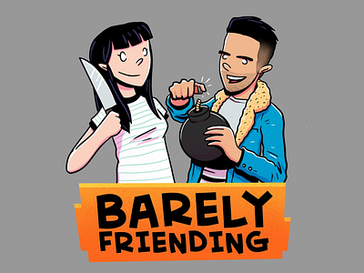Barely Friending Podcast comedy commission drawing illustration illustrator podcast podcasts standup