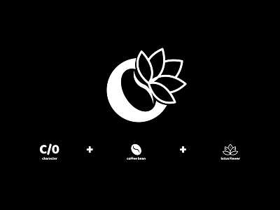 C O, coffee bean and lotus flower monogram