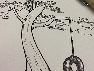 Tree and Tire Ink Detail