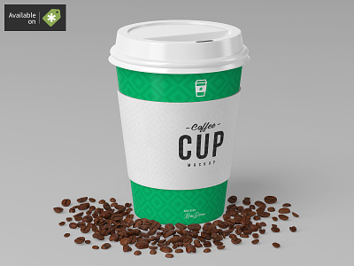 8oz Coffee Cup Mock-Up bean cafe cardboard coffee cup lid mock up mockups paper sleeve