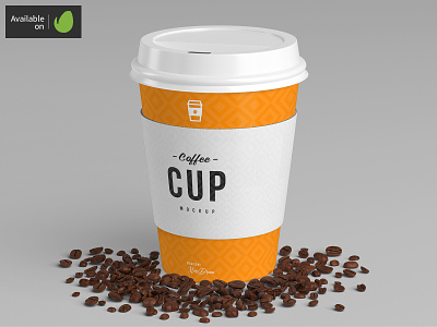 8oz Coffee Cup Mock-Up bean cafe cardboard coffee cup lid mock-up mockups paper sleeve