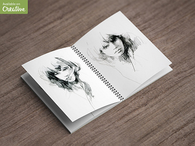 Sketchbook / Notebook Mock-Up book brochure cover mock mockup note notebook page paper sketch sketchbook spiral