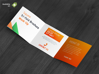 Square Tri-Fold Brochure Mock-Up booklet brochure catalog corporate fold mock up mockup present showcase trifold