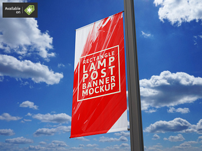 Rectangle Lamp Post Banner Mock-Up ad banner banners board lamp mock mockup pole post stand