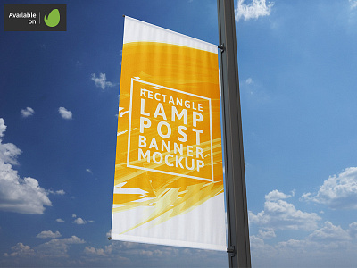 Rectangle Lamp Post Banner Mock-Up