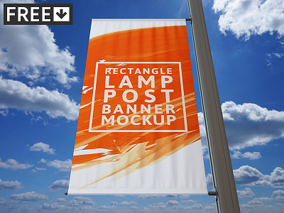 Rectangle Lamp Post Banner Mock-Up ad banner banners board lamp mock mockup pole post stand