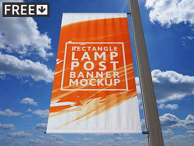 Rectangle Lamp Post Banner Mock-Up