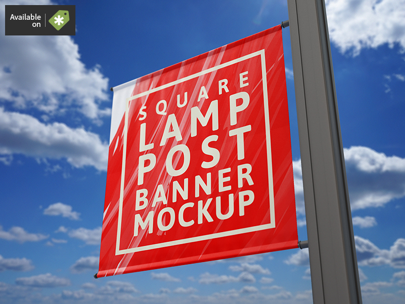 Download Square Lamp Post Banner Mock Up By Massdream Studio On Dribbble PSD Mockup Templates