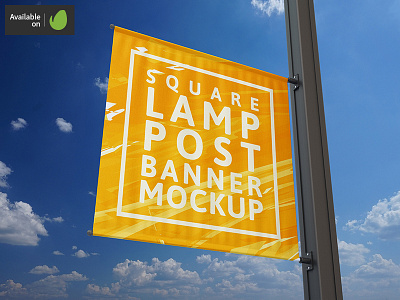 Square Lamp Post Banner Mock-Up ad banner banners board lamp mock mockup pole post stand
