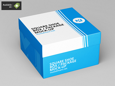 Square Shoe Box / Package Mock-Up box cardboard container mock mock up mockup pack package packaging shoe