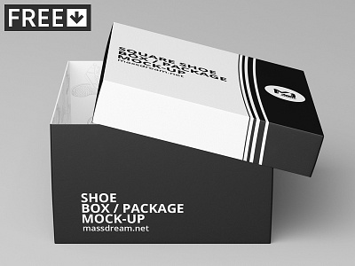 Square Shoe Box / Package Mock-Up box cardboard container mock mock up mockup pack package packaging shoe