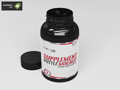 Supplement Bottle Mock-Up bottle capsule mock up mockup nutrients package pill supplement tablet vitamin