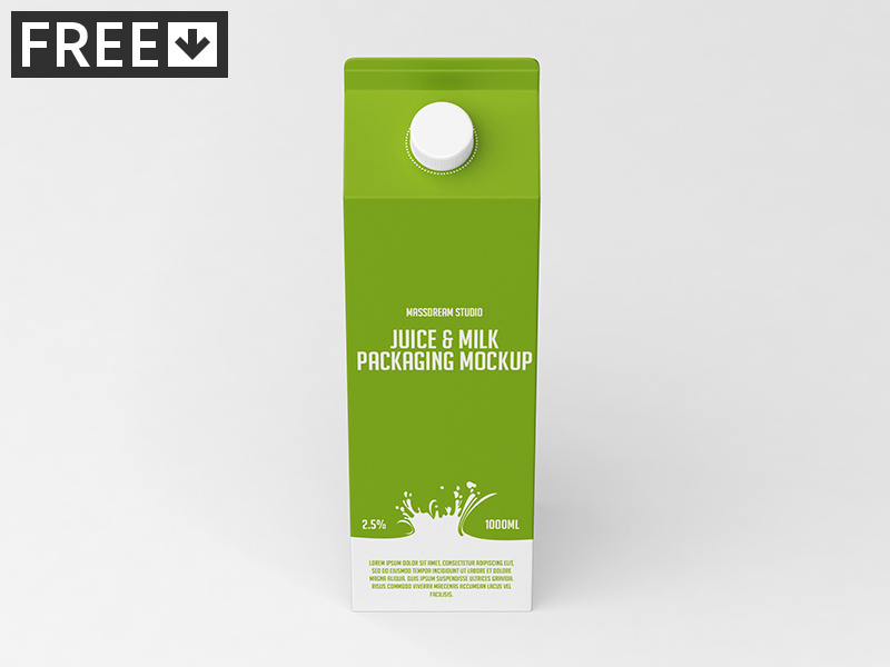 Juice / Milk Packaging Mock-Up packaging pack mockup milk liquid juice fruit drink cardboard bottle