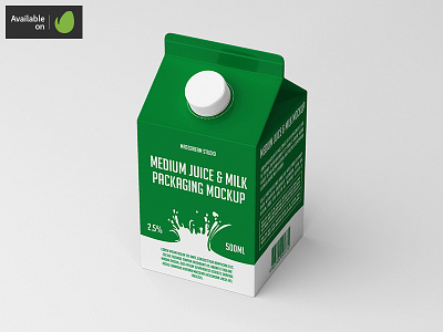 Medium Juice / Milk Packaging Mock-Up bottle cardboard drink fruit juice liquid milk mockup pack packaging