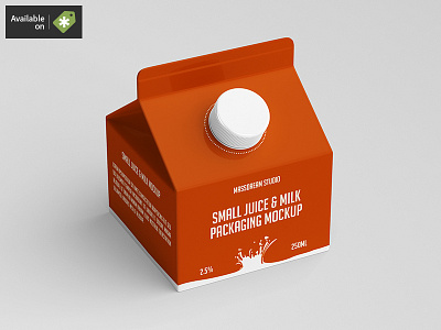 Small Juice / Milk Packaging Mock-Up bottle cardboard drink fruit juice liquid milk mockup pack packaging