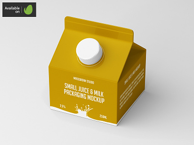 Small Juice / Milk Packaging Mock-Up bottle cardboard drink fruit juice liquid milk mockup pack packaging