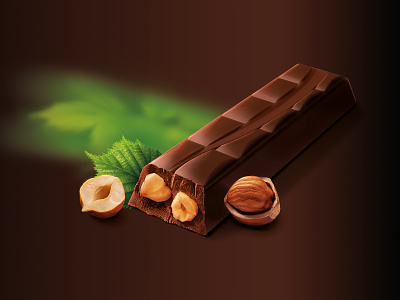 Maraluxe Hazelnut chocolate bar hazelnuts illustration mint leaf