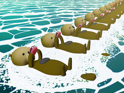 Sea Otters 3d animation blender motion design