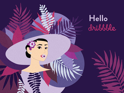 Hello Dribbble! animation app debut design flat girl hello dribble icon illustration illustrator logo vector