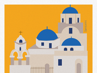 Santorini City İllustration animation city debut design flat greece illustration santorini vector