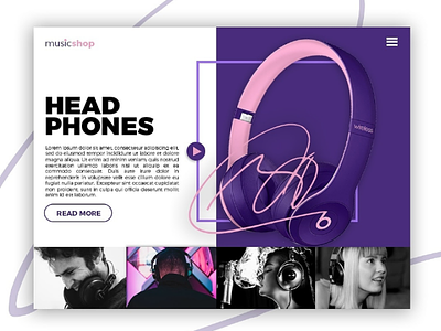 Landing page for music shop web design ui ux modern violet