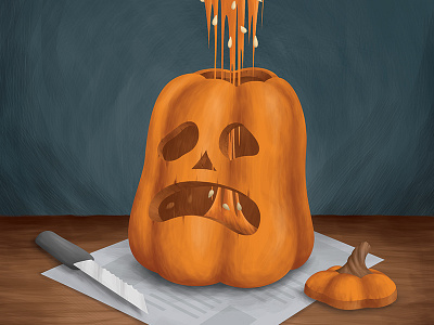 Pumpkin Contest | Stop Pumpkin Violence digital painting halloween illustration pumpkin