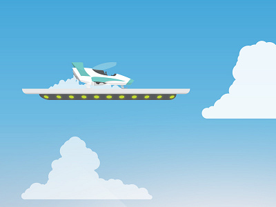 Future City: Landing Pad city clouds future futuristic illustration ship spaceship vector