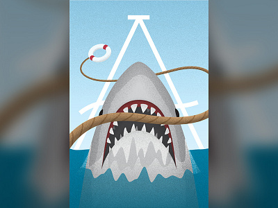 A for Alijah a grain illustration ocean shark water