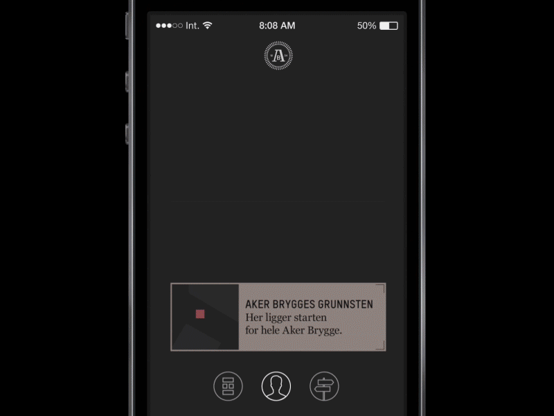 Tile interface for Aker Brygge app