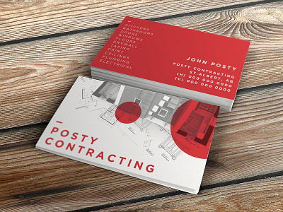 Posty Contracting Business Cards business cards red card contractor