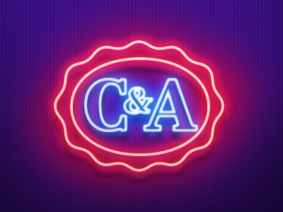 C&A Neon Valentine's Day Logo ca glow logo neon valentine valentines day