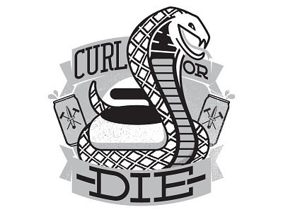 Curl or Die [wip] cobra curling illustration typography