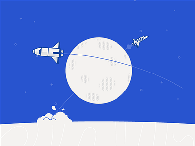 Space Exploration illustration moon rocket ship space