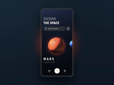 Discover the Space | Carousel aftereffects animation app carousel dark discover motion planet space ui uidesign ux