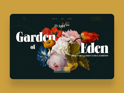 Botanical Exhibition Homepage Intro aftereffects animation design event exhibition flowers homepage landing motion design nature typography ui uiux ux vintage web website