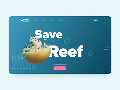 Save the Planet Microsite 3d after effects animation charity donation landing motion design nature nonprofit ocean ui uiuix ux web webdesign website