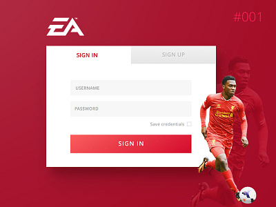 Daily UI #001 - Login challenge daily dailyui football form sign in soccer sport ui web