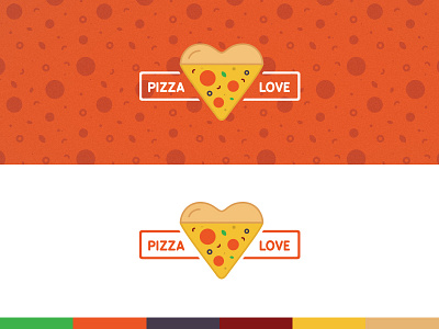 Pizza Love brand branding flat food logo pattern pizza