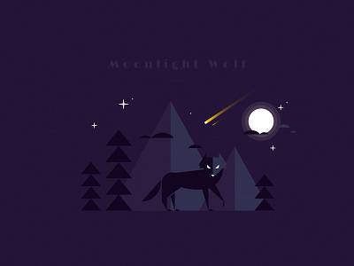 Moonlight Wolf comet geometric illustration moon moonlight mountain night triangles wolf